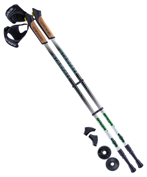 Палки для скандинавской ходьбы Starfall, 77-135 см, 2-секционные, чёрный/белый/ярко-зелёный